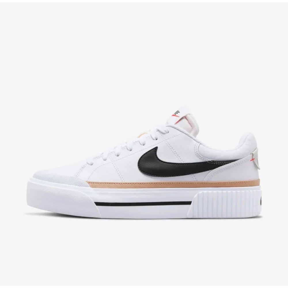 Nike Court Legacy Lift Womens White Black Hemp Platform Sneakers Size 9